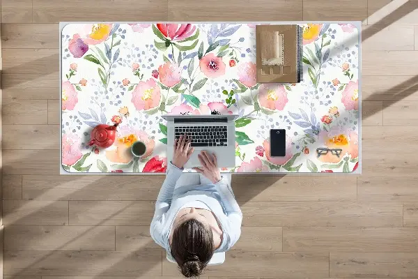 Büro-Schreibtischmatte Pastellblumen