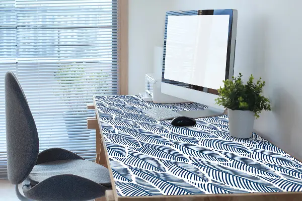 Schreibtisch Unterlegmatte Blaue Blätter