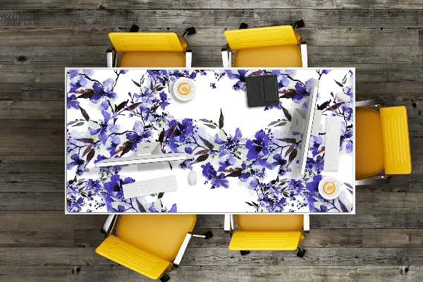 Büro-Schreibtischmatte Blaue Blumen