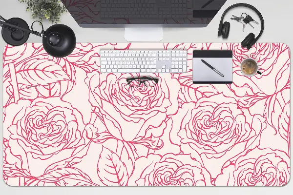 Schreibtisch Unterlegmatte Rosen Doodle.