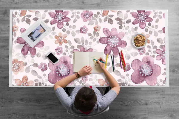 Büro-Schreibtischmatte Pinke Blumen