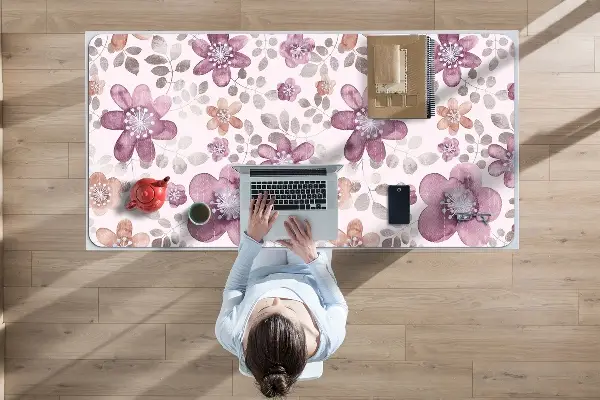 Büro-Schreibtischmatte Pinke Blumen
