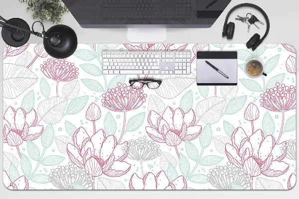 PVC Schreibtischmatte Blumenkonturen