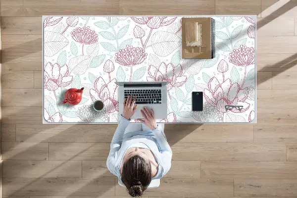 PVC Schreibtischmatte Blumenkonturen