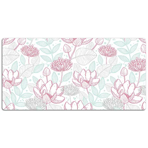 PVC Schreibtischmatte Blumenkonturen