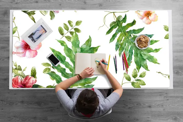 Büro-Schreibtischmatte Blätter und Blumen
