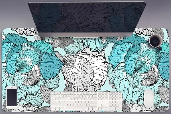 PVC Schreibtischmatte Doodle-Blumen