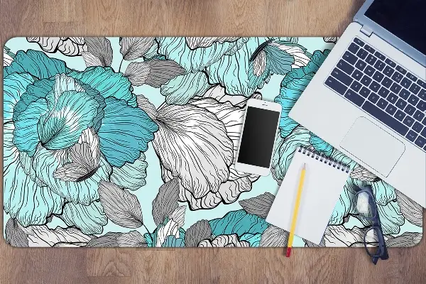 PVC Schreibtischmatte Doodle-Blumen