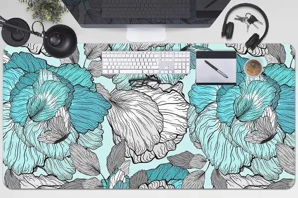 PVC Schreibtischmatte Doodle-Blumen