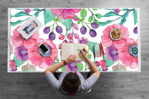 Büro-Schreibtischmatte Blumen und Beeren