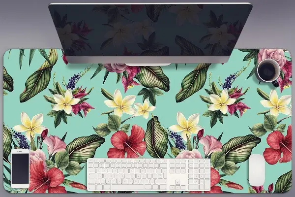 Schreibtisch Unterlegmatte Blätter und Blumen