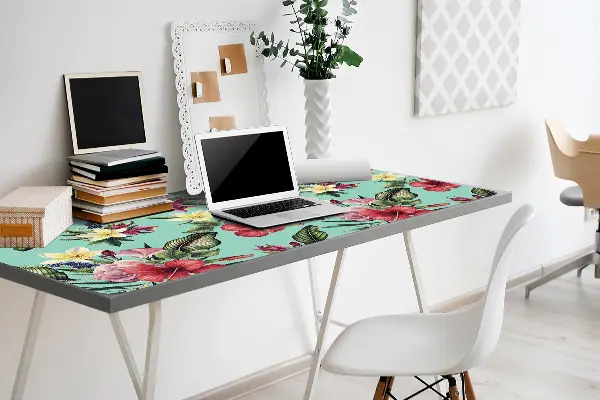 Schreibtisch Unterlegmatte Blätter und Blumen