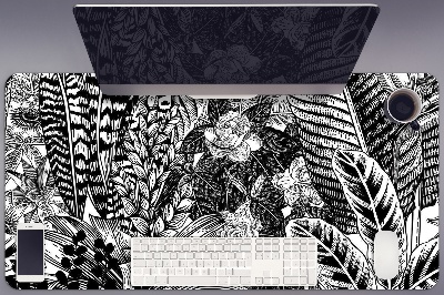 Schreibtischunterlage Schwarz-Weiß-Blätter