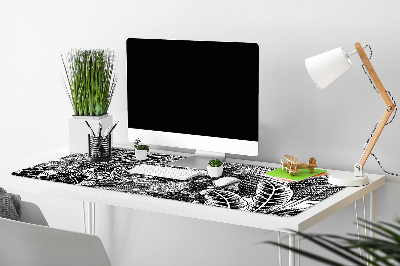 Schreibtischunterlage Schwarz-Weiß-Blätter