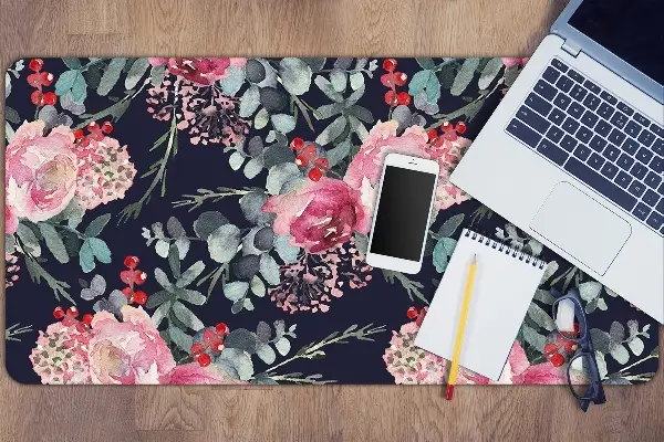 PVC Schreibtischmatte Blumen und Blätter