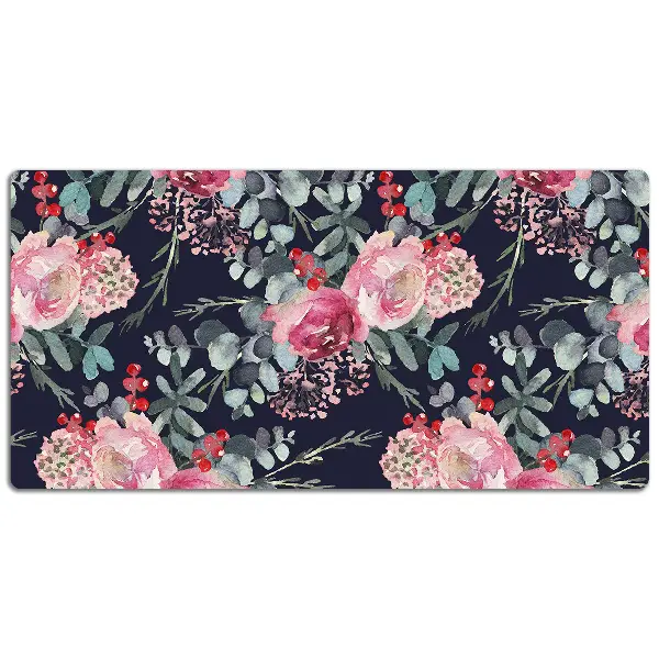 PVC Schreibtischmatte Blumen und Blätter