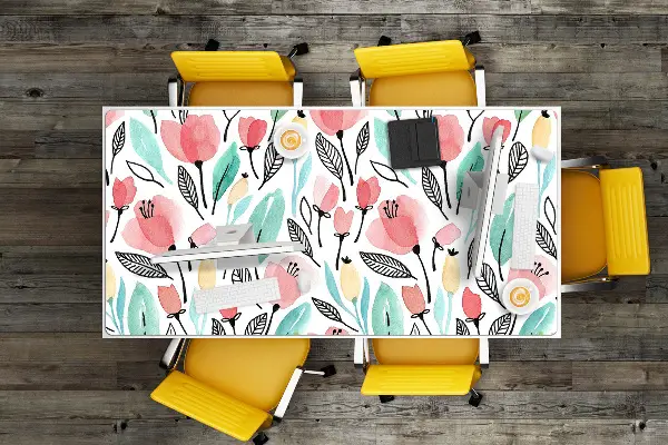 PVC Schreibtischmatte rote Blumen