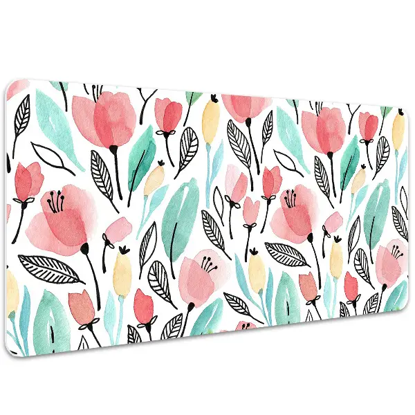 PVC Schreibtischmatte rote Blumen