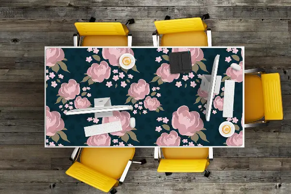 Schreibtisch Unterlegmatte Pinke Blumen