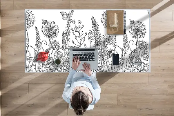 Büro-Schreibtischmatte Blumenskizze