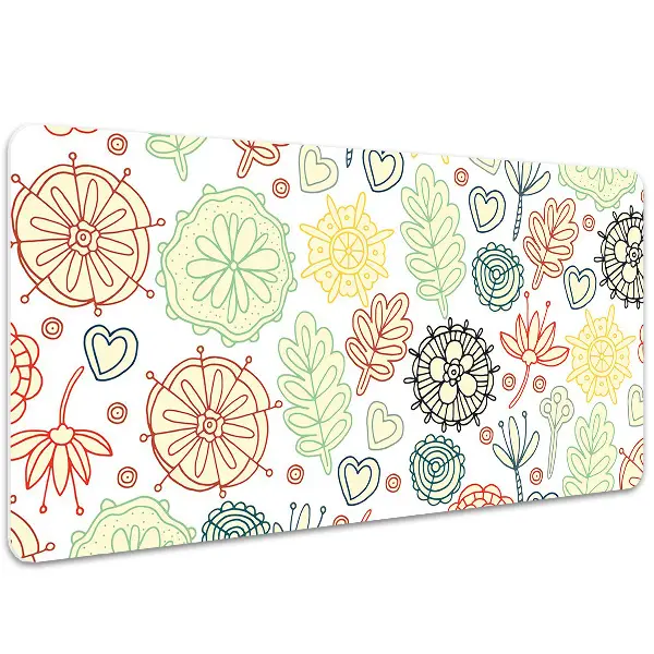 Büro-Schreibtischmatte Blumen und Herzen.
