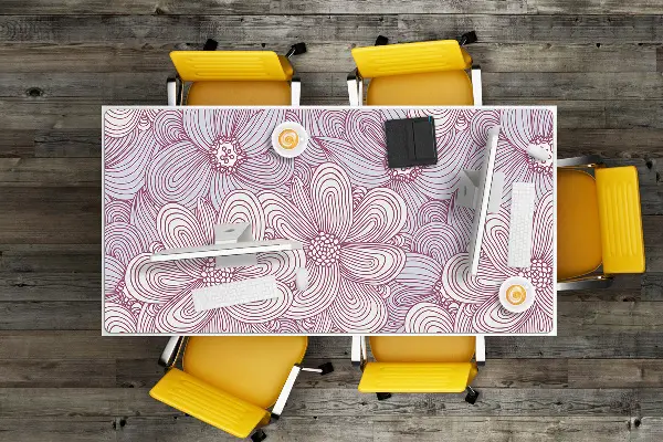 PVC Schreibtischmatte Doodle-Blumen