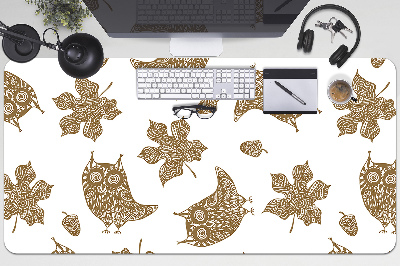 Schreibtisch Unterlegmatte Blätter und Eulen