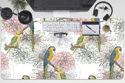 Schreibtisch Unterlegmatte Papagei und Blumen