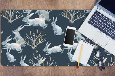 Schreibtischunterlage weiße Hasen