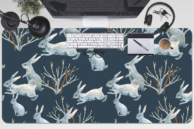 Schreibtischunterlage weiße Hasen