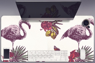 Schreibtischunterlage Flamingos & Hibiskus.