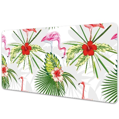 Schreibtisch Unterlegmatte Flamingos und Blumen