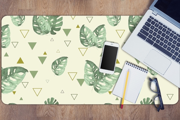 Büro-Schreibtischmatte Monstera und Dreiecke