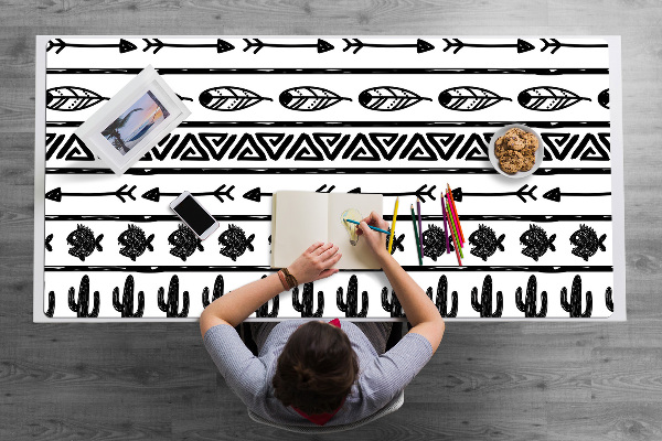 Büro-Schreibtischmatte Boho schwarz und weiß