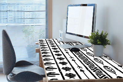 Büro-Schreibtischmatte Boho schwarz und weiß
