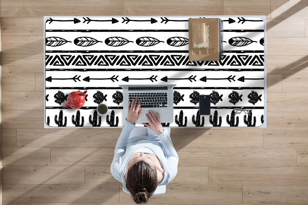 Büro-Schreibtischmatte Boho schwarz und weiß