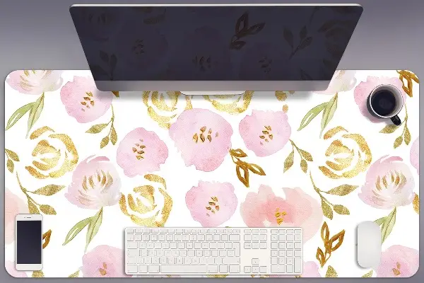 Schreibtisch Unterlegmatte Pinke Blumen