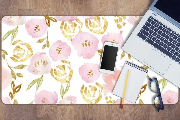 Schreibtisch Unterlegmatte Pinke Blumen