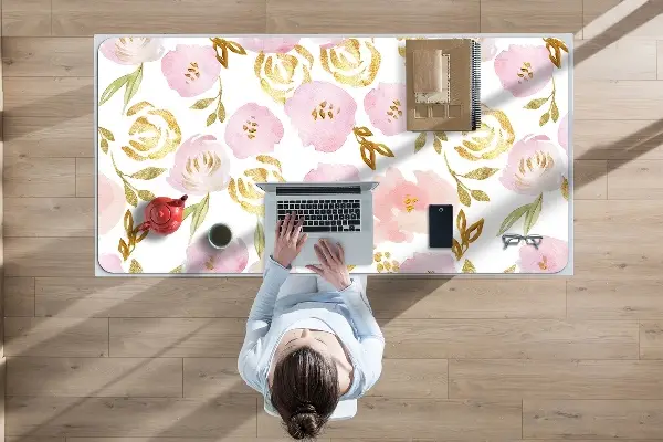 Schreibtisch Unterlegmatte Pinke Blumen