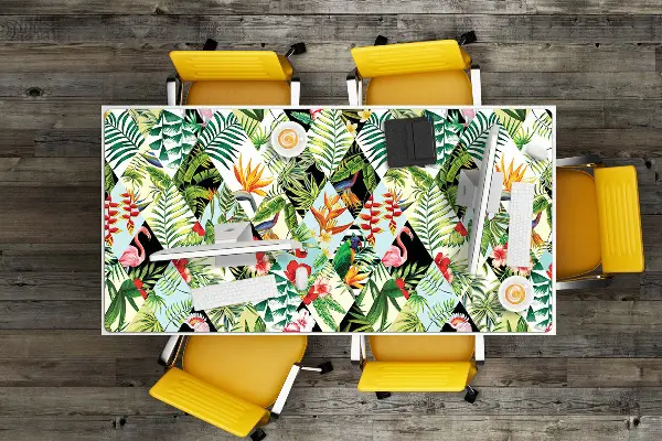 Schreibtisch Unterlegmatte Blumen und Vögel