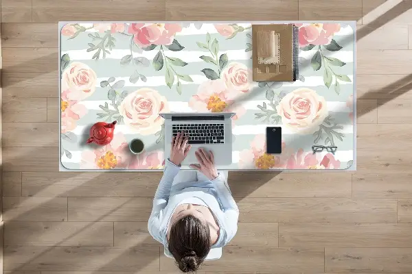 Schreibtisch Unterlegmatte Pinke Blumen