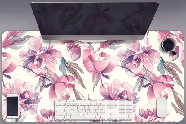 Büro-Schreibtischmatte Pinke Blumen
