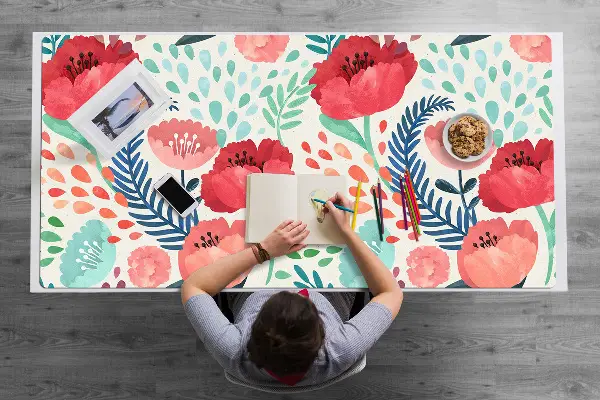 Büro-Schreibtischmatte Rote Mohnblumen