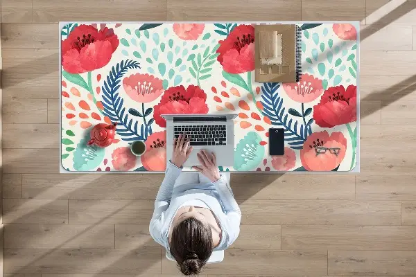 Büro-Schreibtischmatte Rote Mohnblumen