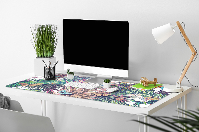 Büro-Schreibtischmatte Blumen und Schmetterlinge.