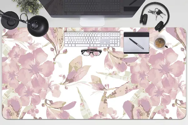 Büro-Schreibtischmatte Hibiscus hellrosa