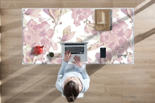 Büro-Schreibtischmatte Hibiscus hellrosa
