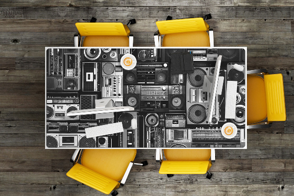 PVC Schreibtischmatte Alte Schule Boombox.