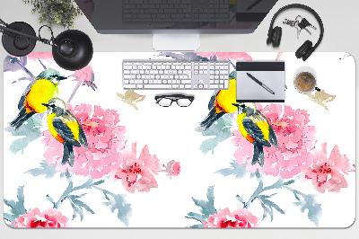 Schreibtisch Unterlegmatte Vögel und Blumen
