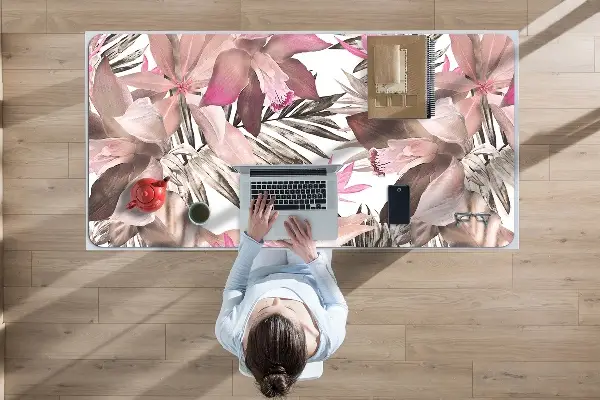 Büro-Schreibtischmatte Tropisches Rosa.